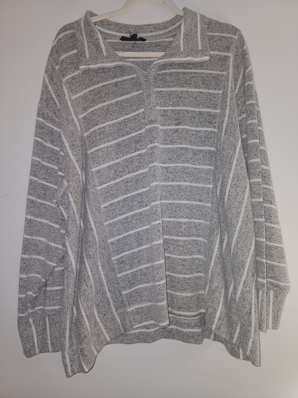 Jane + Delancy Grey and White Striped Women's Pullover Sweater 2x